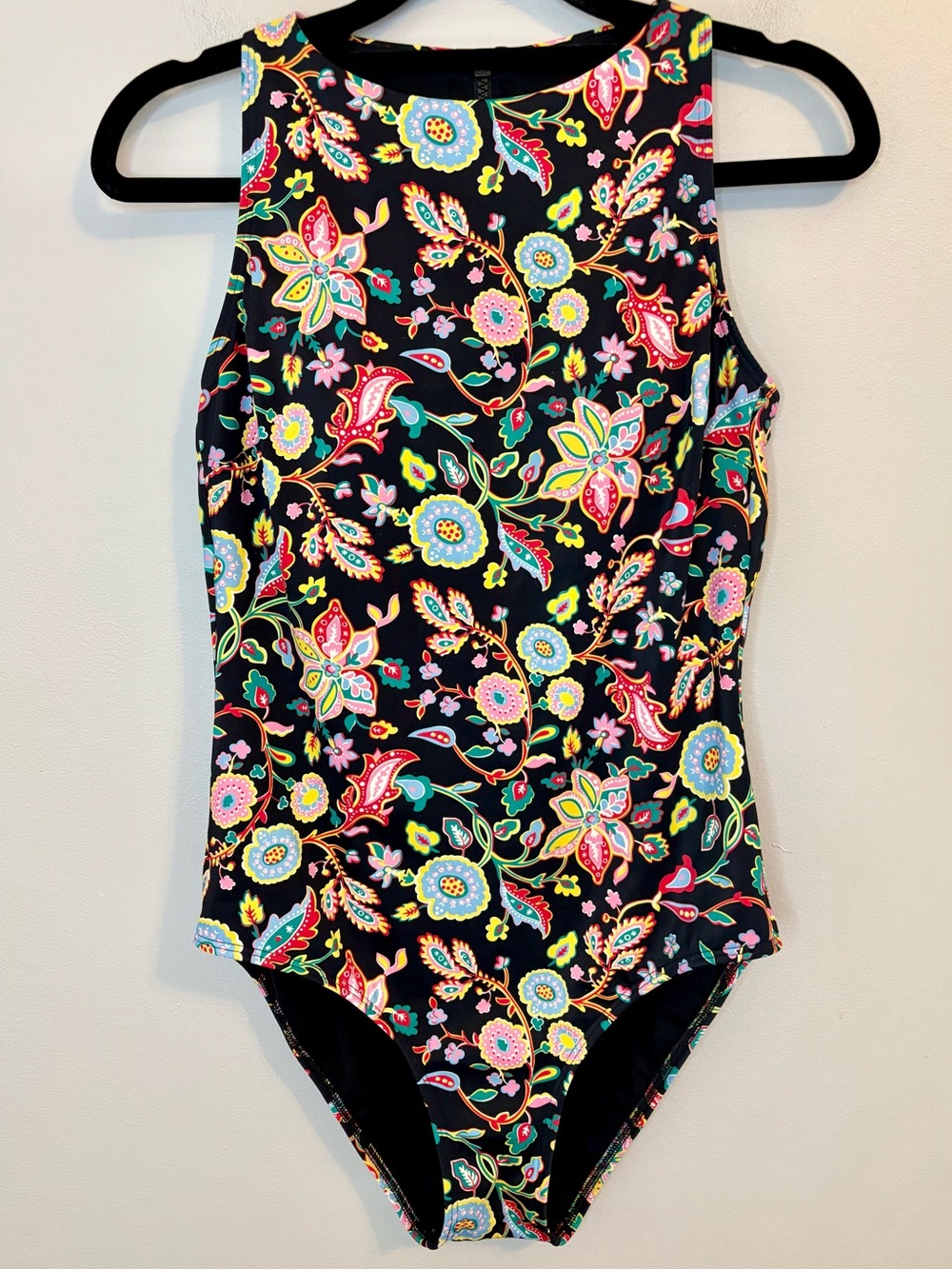 Boden Floral One Piece Swimsuit High Neck Back Zip US 10